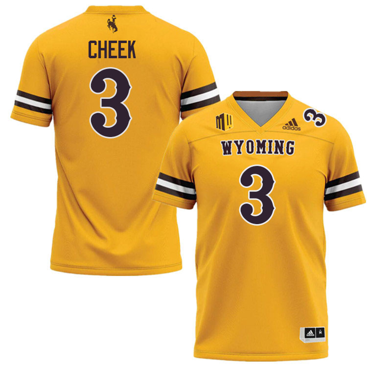 #3 Brooklyn Cheek Wyoming Cowboys Jersey College Football Uniforms,Gears,Jerseys-Gold